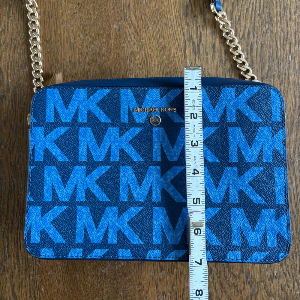Michael Kors Vibrant Blue MK Jet Set Large Zipper Shoulder Crossbody Bag - Picture 12 of 16
